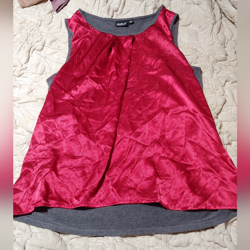 Red Satin & Jersey Tank Top